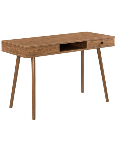 HABO Skrivebord i metal og møbelplade H74 x B115 x D48 cm - Brun træstruktur