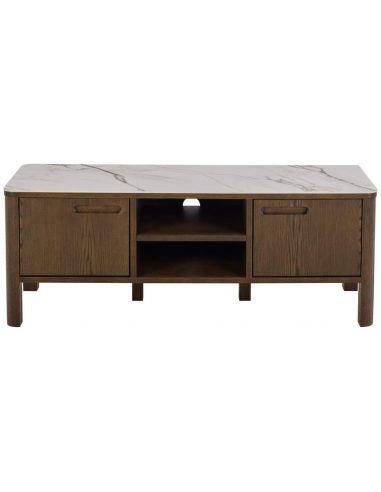 South Hampton Tvbord i keramik og egetræsfinér B120 cm - Brun/Hvid marmoriseret