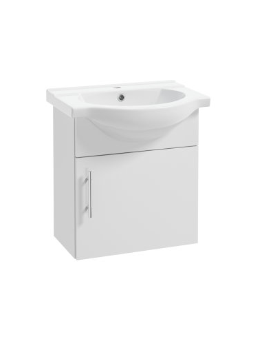 Komplet badmiljø i møbelplade og porcelæn H56 x B45 cm - Hvid