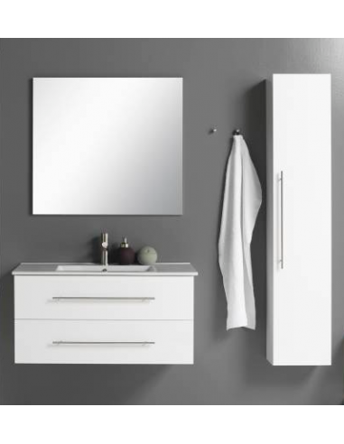 VENICE Komplet badmiljø i MDF og porcelæn H46 x B90 cm - Hvid højglans