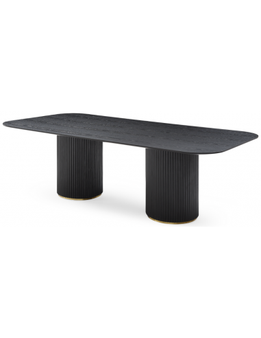 LANTINE Spisebord i egetræ og egetræsfinér 240 x 120 cm - Sort/Messing