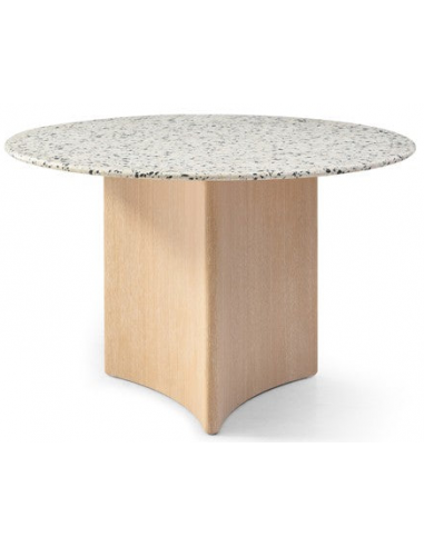 TRINITY Rundt spisebord i asktræ og terrazzo Ø120 cm - Eg/Hvid terrazzo