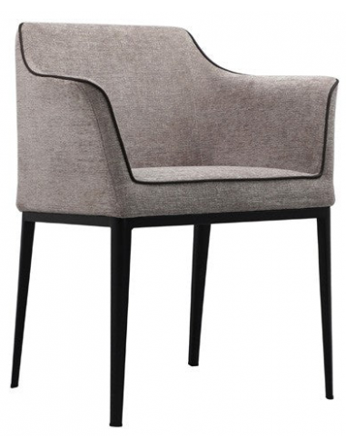 NEW YORK Spisebordsstol med armlæn i stål og polyester H80 cm - Sort/Grå