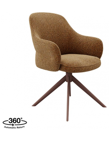 BERN Spisebordsstol med armlæn og drejefod i bouclé H91 cm - Rødbrun/Koralrød