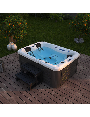 BEACH Udendørs spa med trappe og termodække 210 x 155 cm