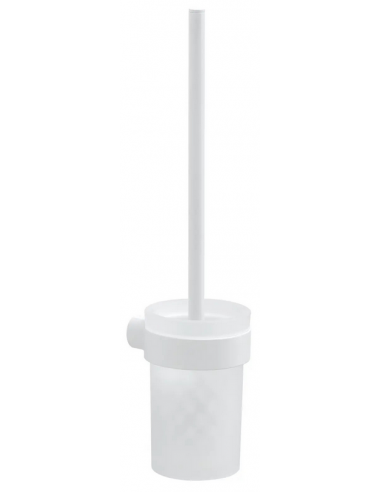 PIREN Toiletbørste til væg i stål og glas H36,5 cm - Mat hvid/Matteret hvid