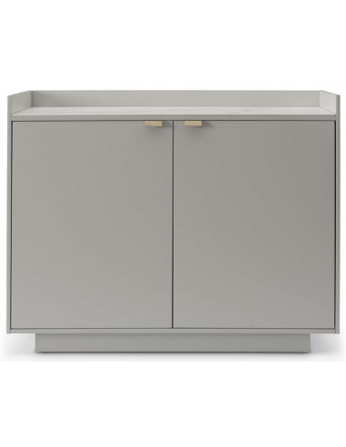 SAVIOR Skænk i MDF og egetræsfinér B95 cm - Mat beige/Hvid marmor