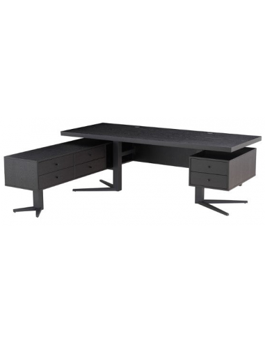 MONTPARNASSE Hjørneskrivebord i stål og egetræ B217 x D192 cm - Sort