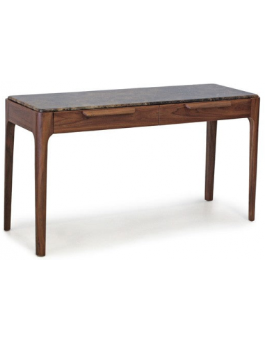 AZTECA Konsolbord i valnød, valnøddefinér og marmor B140 cm - Valnød/Brun marmor