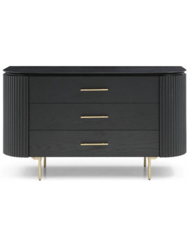 LANTINE Kommode i metal og egetræsfinér B140 cm - Sort/Messing