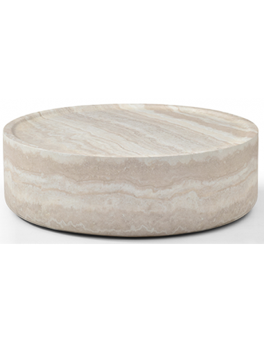 CILADRO Rundt sofabord i faux travertin marmor Ø110 cm - Travertin