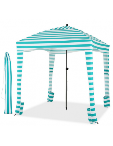 Parasol pavillon i metal og polyester 183 x 183 cm - Turkis/Hvid