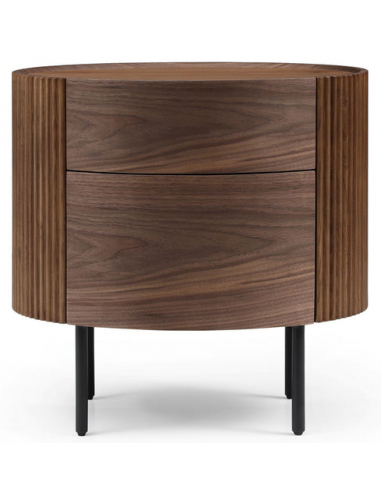 LANTINE Sengebord i metal og valnøddetræsfinér H60,2 cm - Sort/Valnød