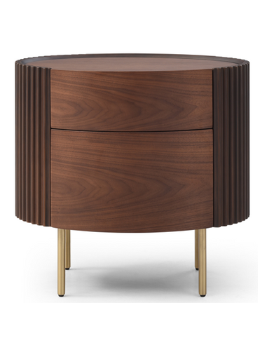 LANTINE Sengebord i metal og valnøddetræsfinér H60,2 cm - Messing/Valnød