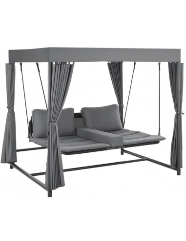 KASSANDRA Dobbelt solseng i stål og polyester 229 x 180 cm - Mørkegrå