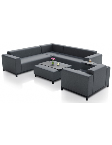 SORANO Loungesæt med bord i aluminium og olefin - Sort/Mørkegrå