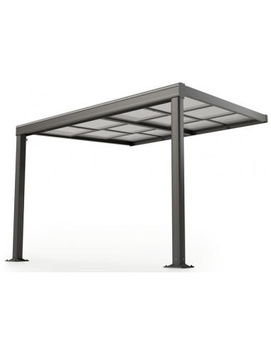 Terrasseoverdækning med skydetag i aluminium og polycarbonat 300 x 300 cm - Antracit