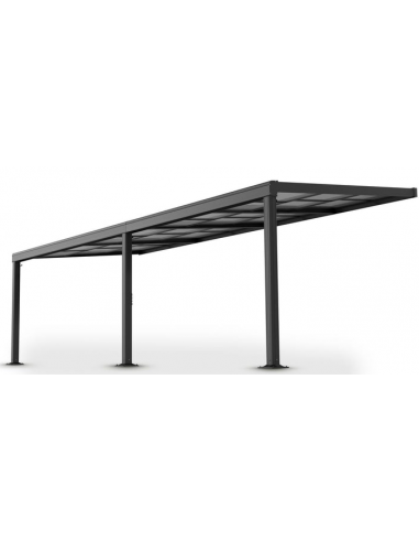 Terrasseoverdækning med skydetag i aluminium og polycarbonat 600 x 300 cm - Antracit