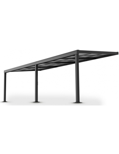 Terrasseoverdækning med skydetag i aluminium og polycarbonat 700 x 300 cm - Antracit