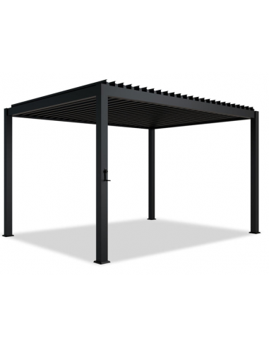 TAHITI Pavillon med vipbart lameltag i stål og aluminium 300 x 392 cm - Antracit
