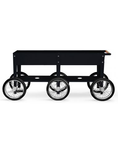 Herstera Wheels højbed på hjul H80 x B186 x D50 cm i stål - Sort/Natur
