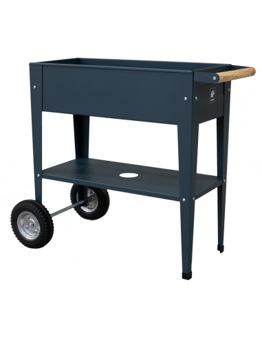 Herstera Barcelona højbed på hjul H80 x B75 x D35 cm i stål - Antracit/Natur