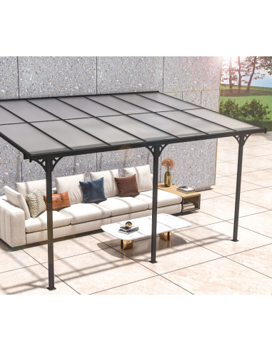 BRUCE Terrasseoverdækning i aluminium og polycarbonat 435 x 300 cm - Sort