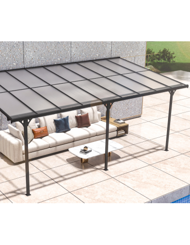 BRUCE Terrasseoverdækning i aluminium og polycarbonat 556 x 300 cm - Sort