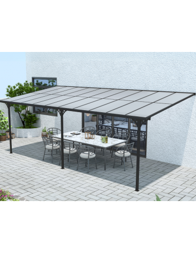 BRUCE Terrasseoverdækning i aluminium og polycarbonat 617 x 300 cm - Sort