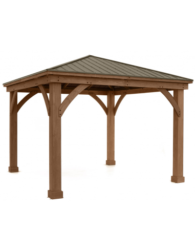 DEVON Pavillon i cedertræ og aluminium H320 x B366 x D366 cm - Naturbrun/Brun