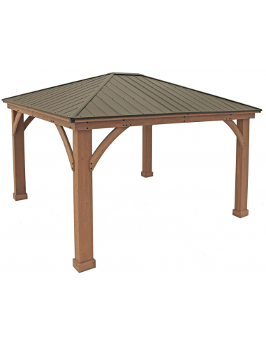 DEVON Pavillon i cedertræ og aluminium H317 x B427 x D366 cm - Naturbrun/Brun