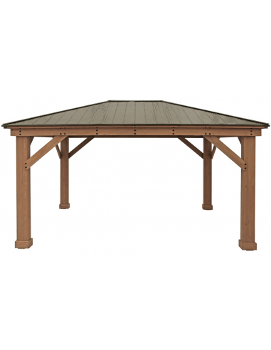 DEVON Pavillon i cedertræ og aluminium H315 x B490 x D371 cm - Naturbrun/Brun