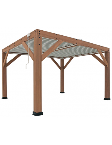 KARL Pavillon i cedertræ og lameltag i aluminium H251 x B396 x D355 cm - Naturbrun/Hvid