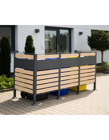 Westmann Planum Skraldespandsstativ i stål H120 x B250 x D90 cm - Antracit/Trælook