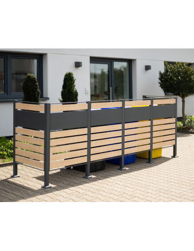 Westmann Planum Skraldespandsstativ i stål H120 x B330 x D90 cm - Antracit/Trælook