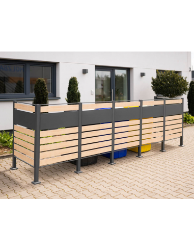 Westmann Planum Skraldespandsstativ i stål H120 x B410 x D90 cm - Antracit/Trælook