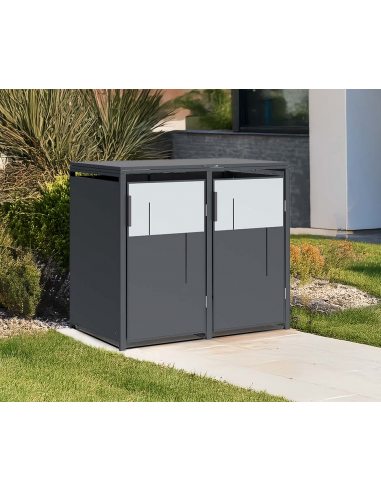 Westmann Tonus Skraldespandsskjuler i stål H116 x B132 x D80 cm - Antracit/Grå