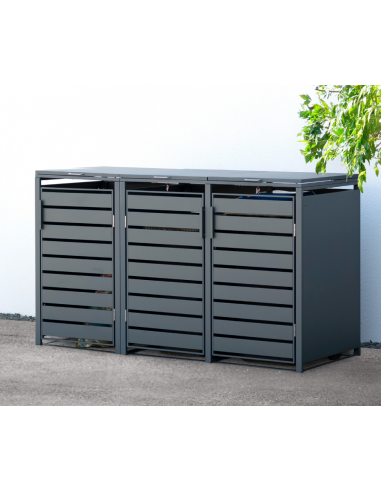 Westmann Kubus Skraldespandsskjuler i stål H116 x B200 x D80 cm - Antracit