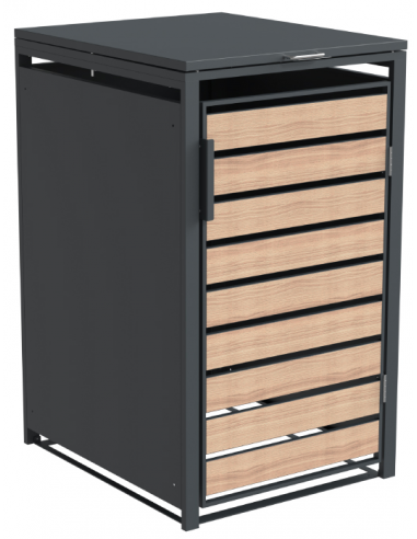 Westmann Lacina Skraldespandsskjuler i stål H116 x B68 x D80 cm - Antracit/Trælook