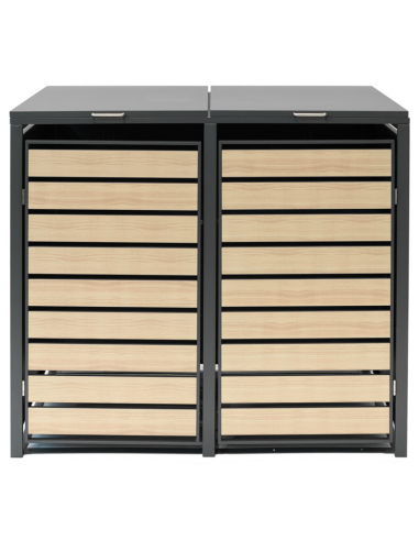 Westmann Lacina Skraldespandsskjuler i stål H116 x B132 x D80 cm - Antracit/Trælook