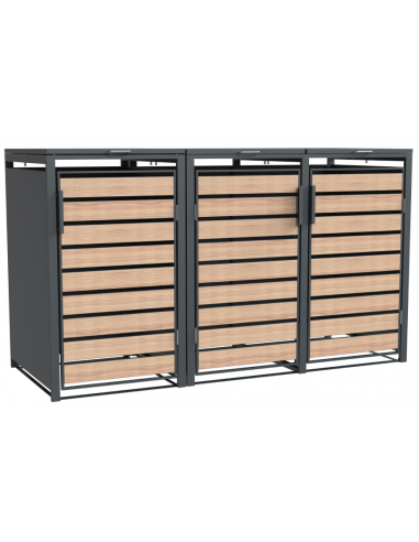 Westmann Lacina Skraldespandsskjuler i stål H116 x B200 x D80 cm - Antracit/Trælook