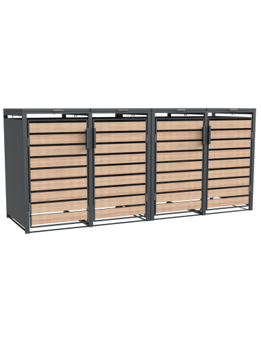 Westmann Lacina Skraldespandsskjuler i stål H116 x B264 x D80 cm - Antracit/Trælook