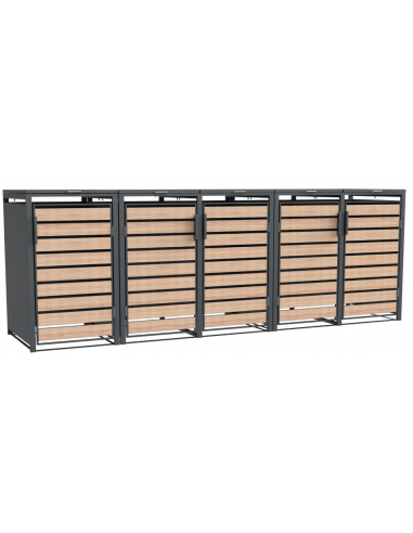 Westmann Lacina Skraldespandsskjuler i stål H116 x B332 x D80 cm - Antracit/Trælook