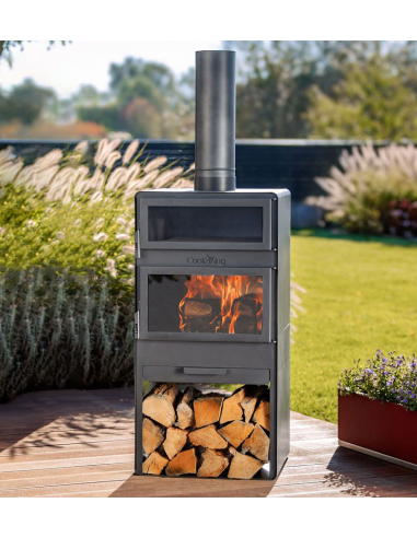 CookKing Vento Haveovn med pizzaovn i stål H150 x B50 x D50 cm - Sort