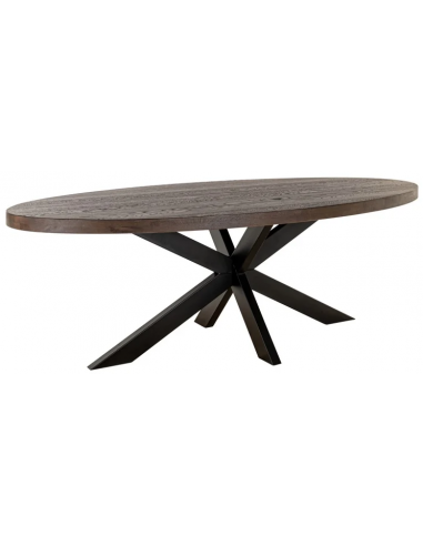WATSON Ovalt spisebord i jern og egetræ 235 x 110 cm - Sort/Mørkebrun