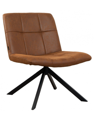 EEVI Lænestol med drejefod i vintage læder H82 cm - Sort/Vintage cognac