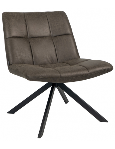 EEVI Lænestol med drejefod i vintage læder H82 cm - Sort/Vintage antracit