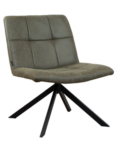 EEVI Lænestol med drejefod i vintage læder H82 cm - Sort/Vintage olivengrøn