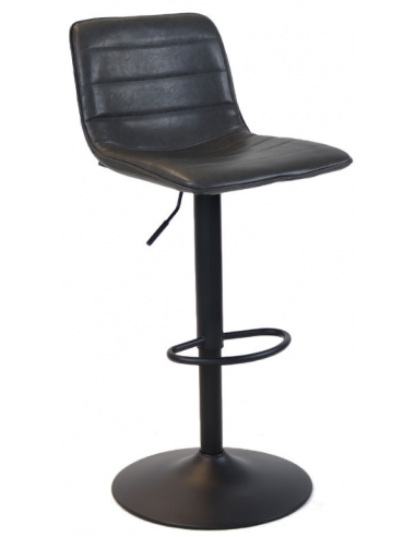 BOSTON Barstol i metal og vintage læder H85 - 108 cm - Sort/Vintage antracit