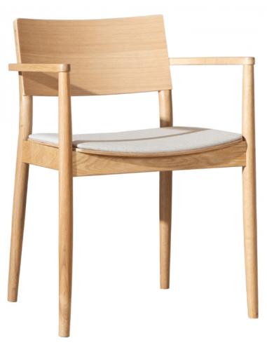 JUAN Spisebordsstol med armlæn i egetræ og egetræfinér H76,5 cm - Eg/Natur